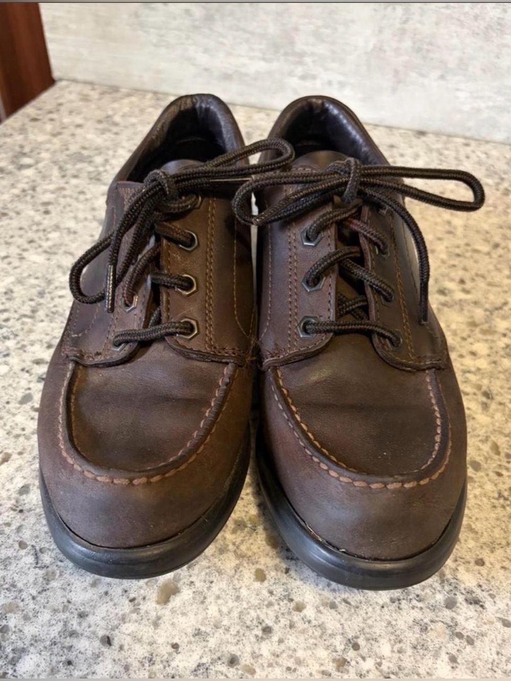 Eastland Plainview Brown Leather Moc Toe Lace Up Comfort Oxford Shoes